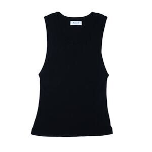 RLT Ribbed Cropped Tank Top- S Black